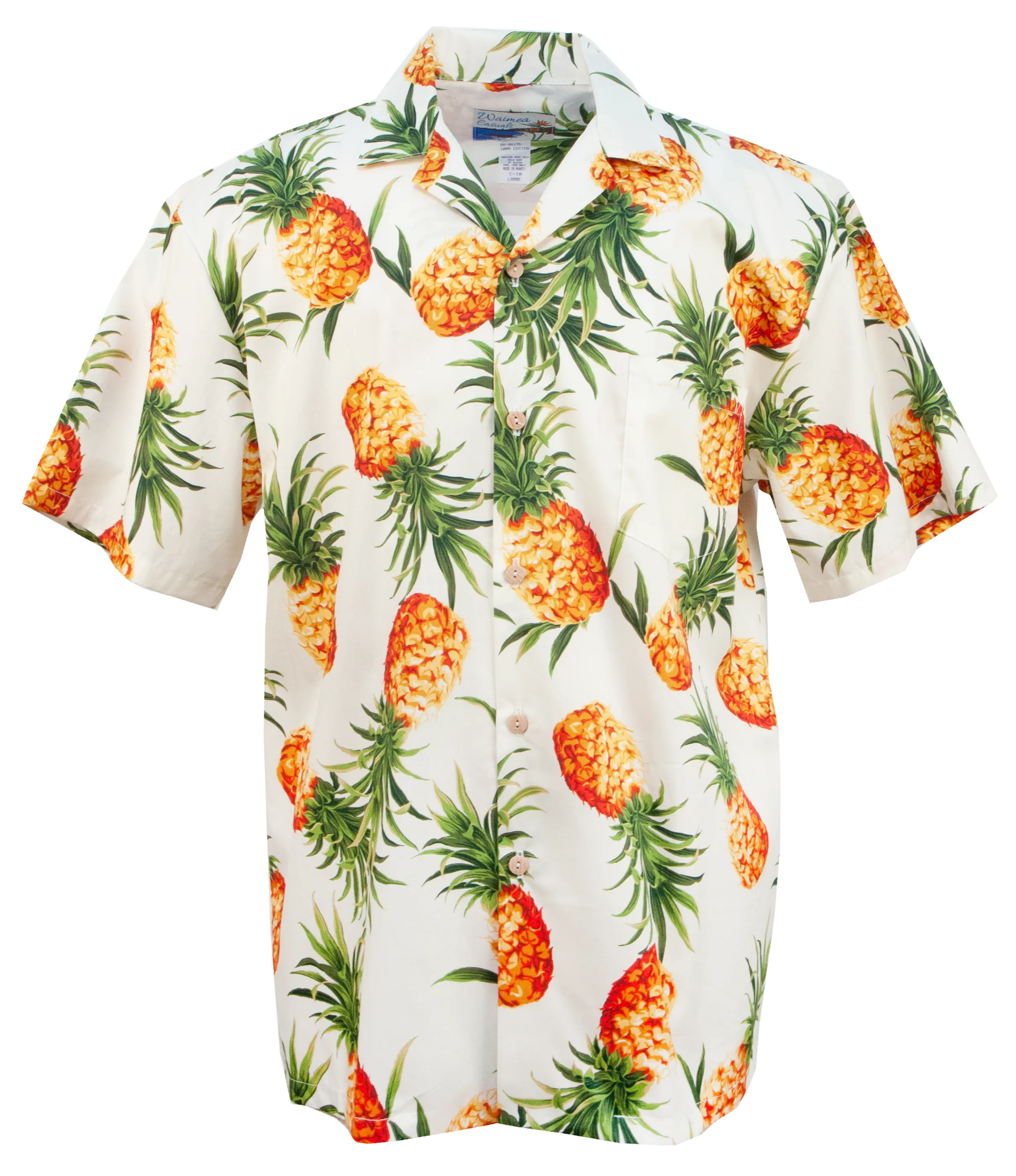 Maui Gold Tropical Mens Shirt in White