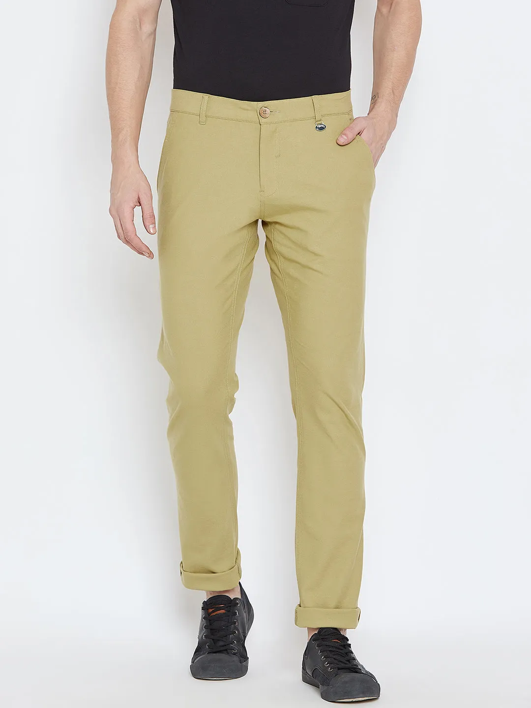 Men Beige Casual Trousers