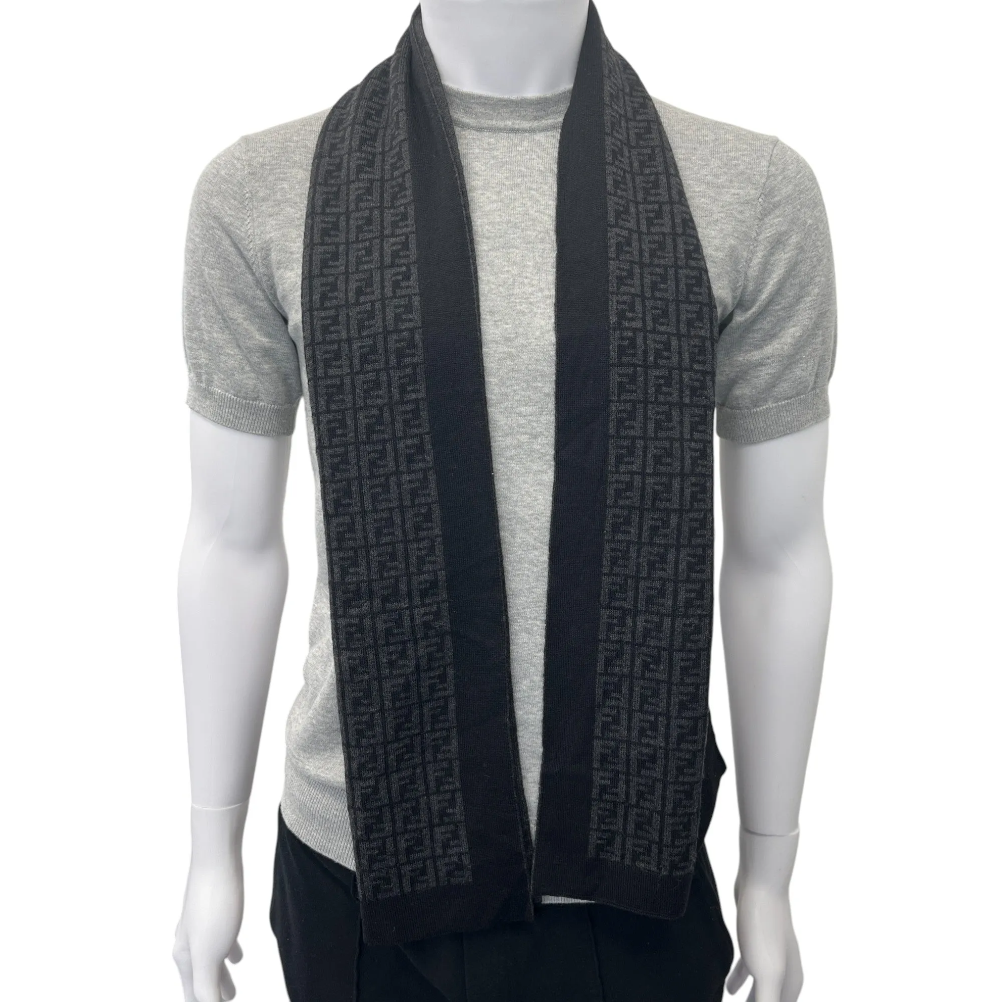 Men's Ff Monogram Scarf Black