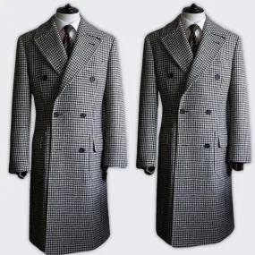 Men's Houndstooth Trench Coat | Stylish Wool Blend Outerwear