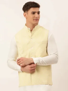 Men'S Lemon Embroidered Nehru Jackets