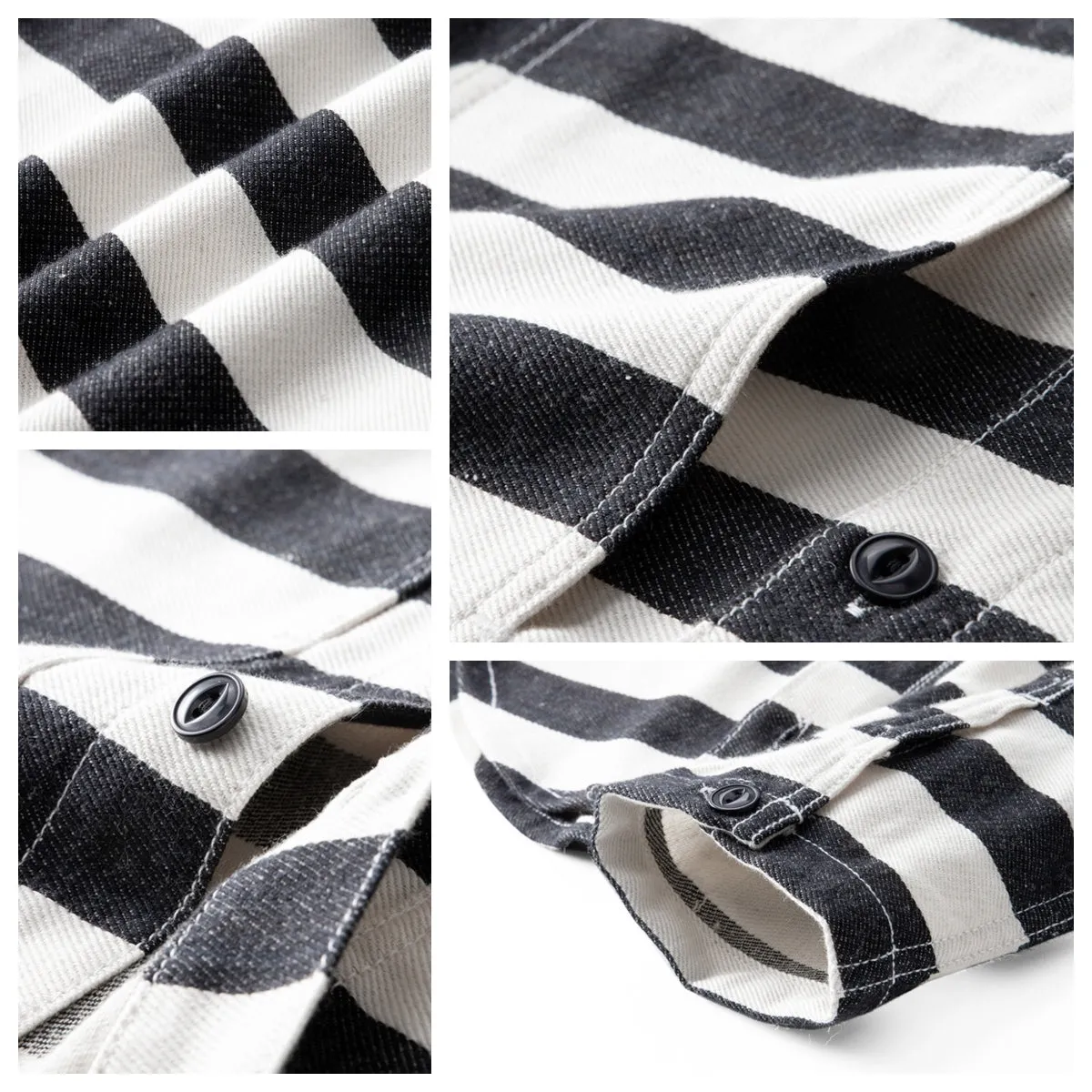 Men's Long Sleeves Striped Moto Shirt