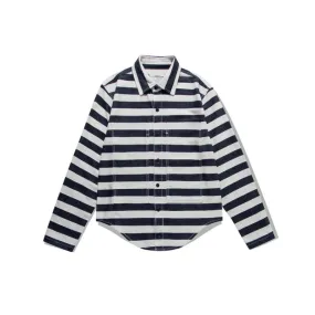 Men's Long Sleeves Striped Moto Shirt