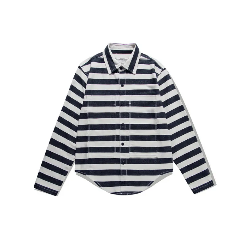 Men's Long Sleeves Striped Moto Shirt