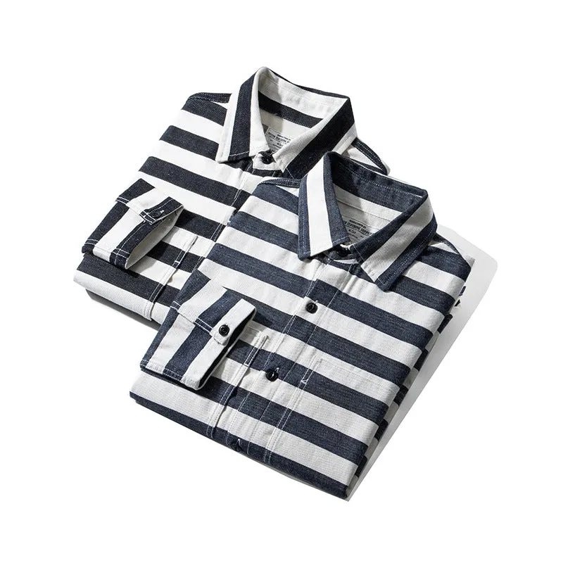 Men's Long Sleeves Striped Moto Shirt