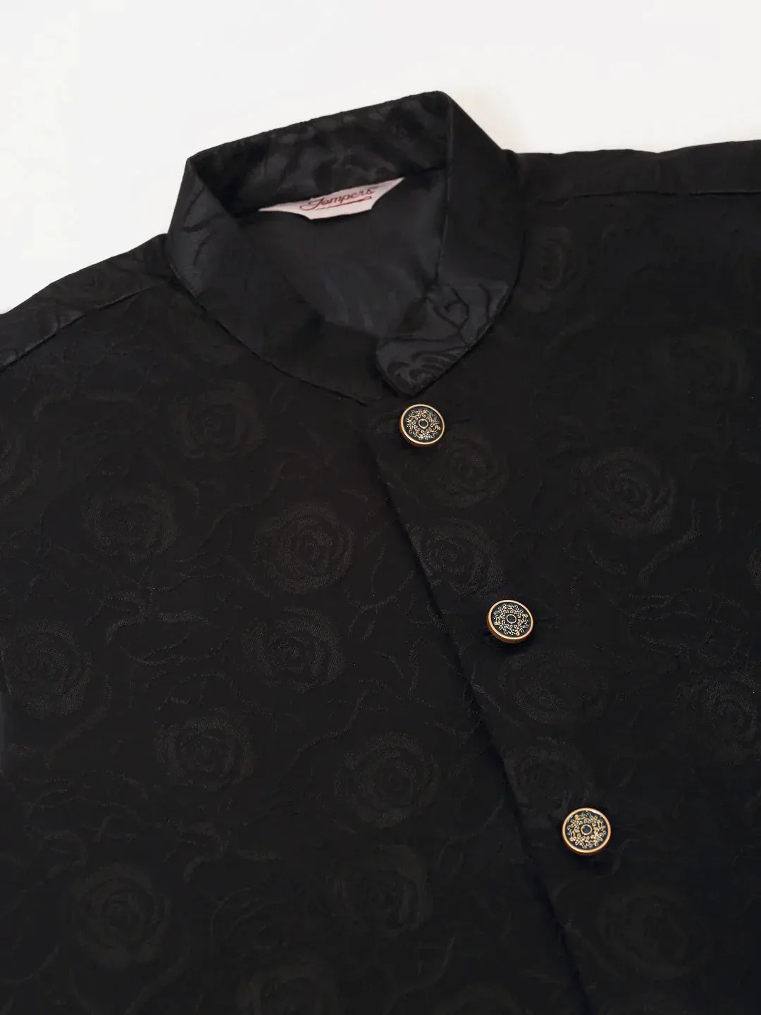 Men'S Navy & Black Embossed Nehru Jacket