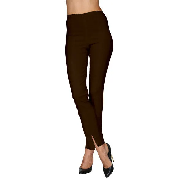 Mesmerize Pants with Front Ankle Slits and Front Zipper in Brown - MA21-BRN -