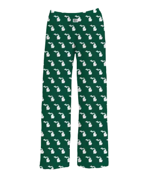 Michigan Pattern Lounge Pants In Green & White