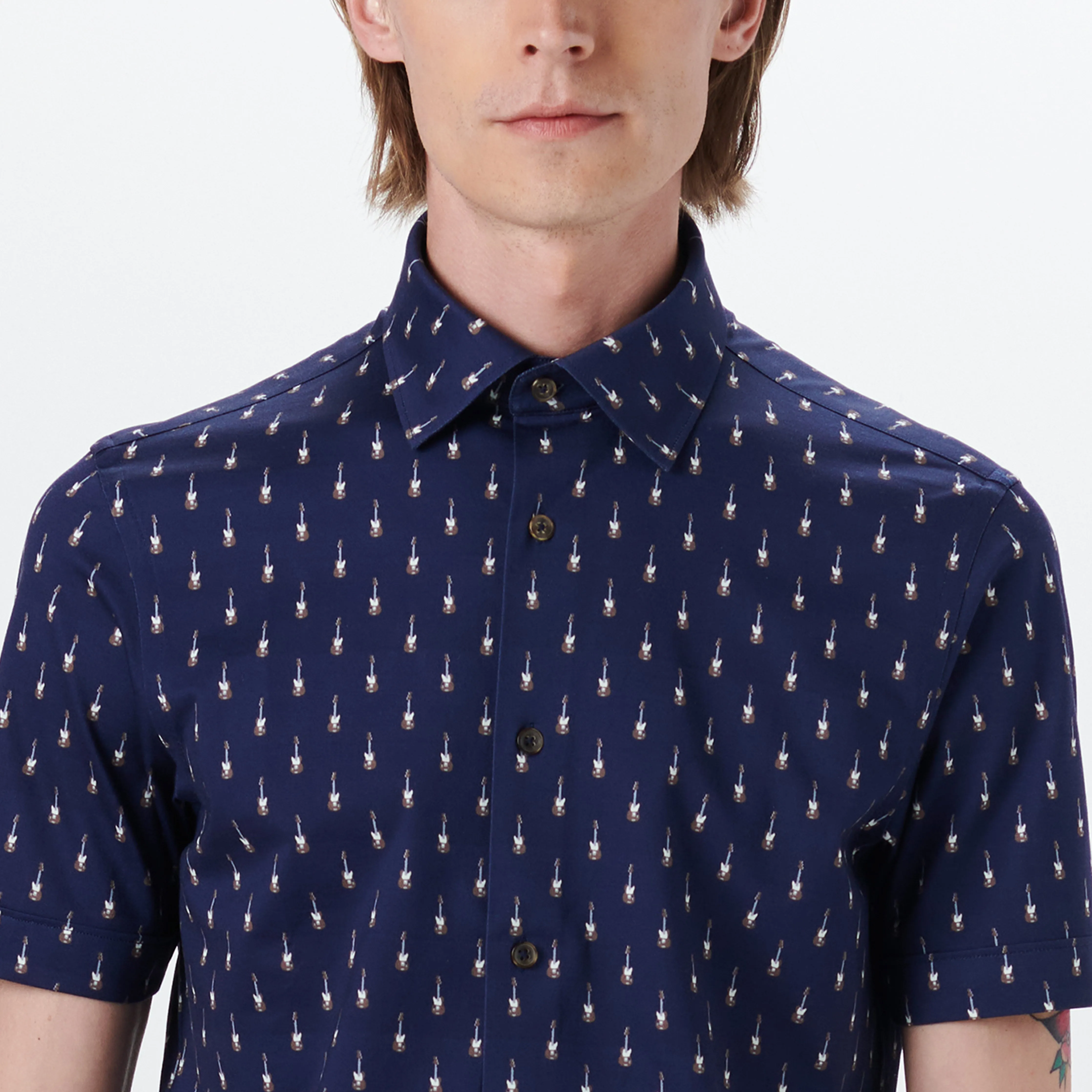 MILES Guitar Print OoohCotton Short Sleeve Shirt