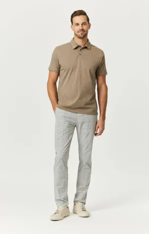 MILTON SLIM STRAIGHT CHINO IN LIGHT GREY CHECK