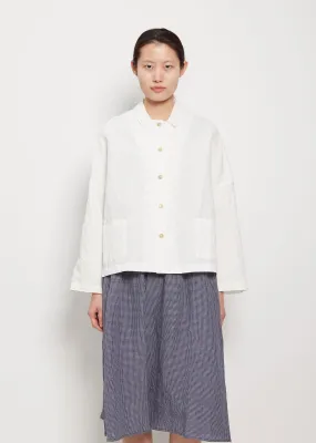 Mini Collar Linen Cotton Jacket — Milk