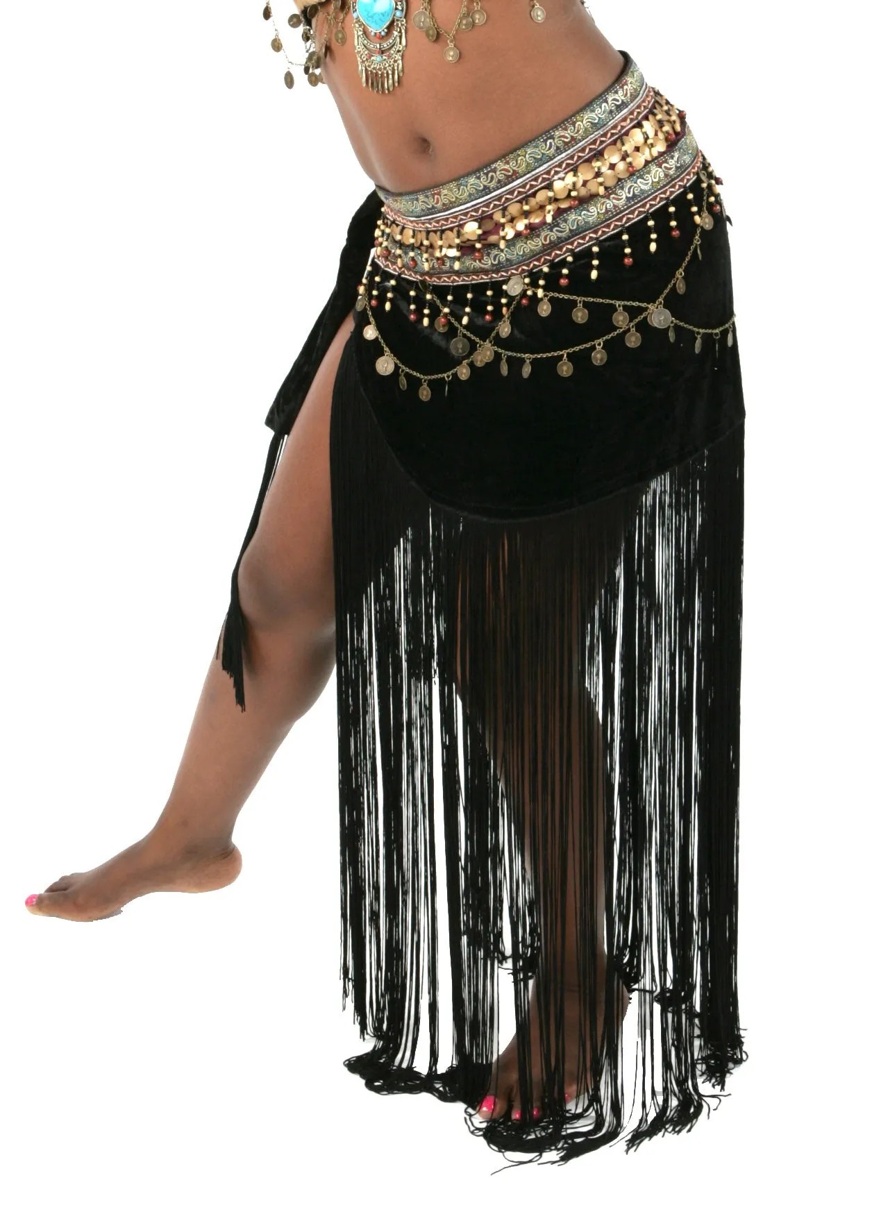 Miss Belly Dance Tribal Velvet Skirt & Bra Bellydancing Costume Set| Tripli Risehl