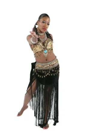 Miss Belly Dance Tribal Velvet Skirt & Bra Bellydancing Costume Set| Tripli Risehl