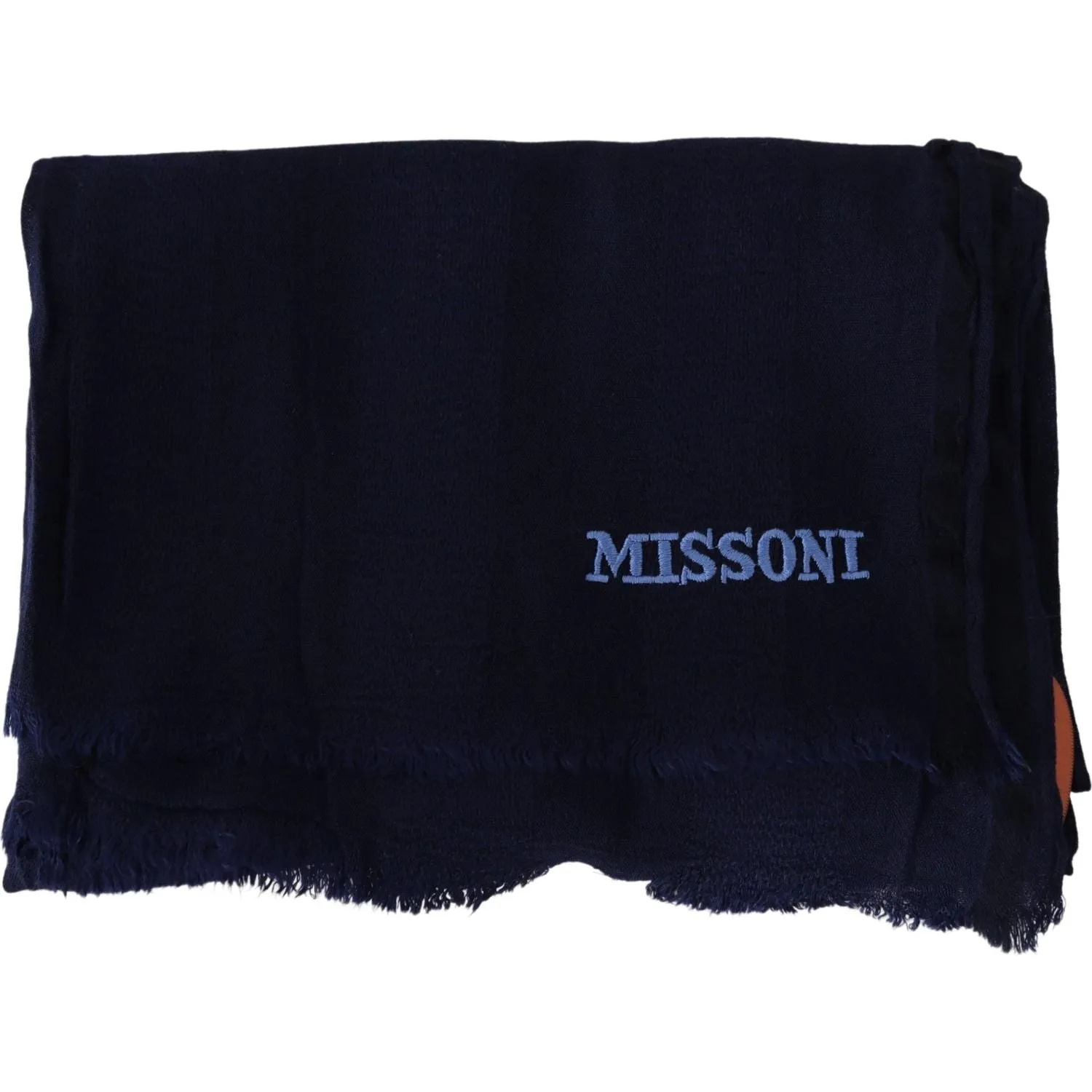 Missoni Elegant Blue Wool Scarf with Embroidered Logo