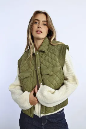 Molly Bracken Padded Jacket - Sleeveless Khaki Colour