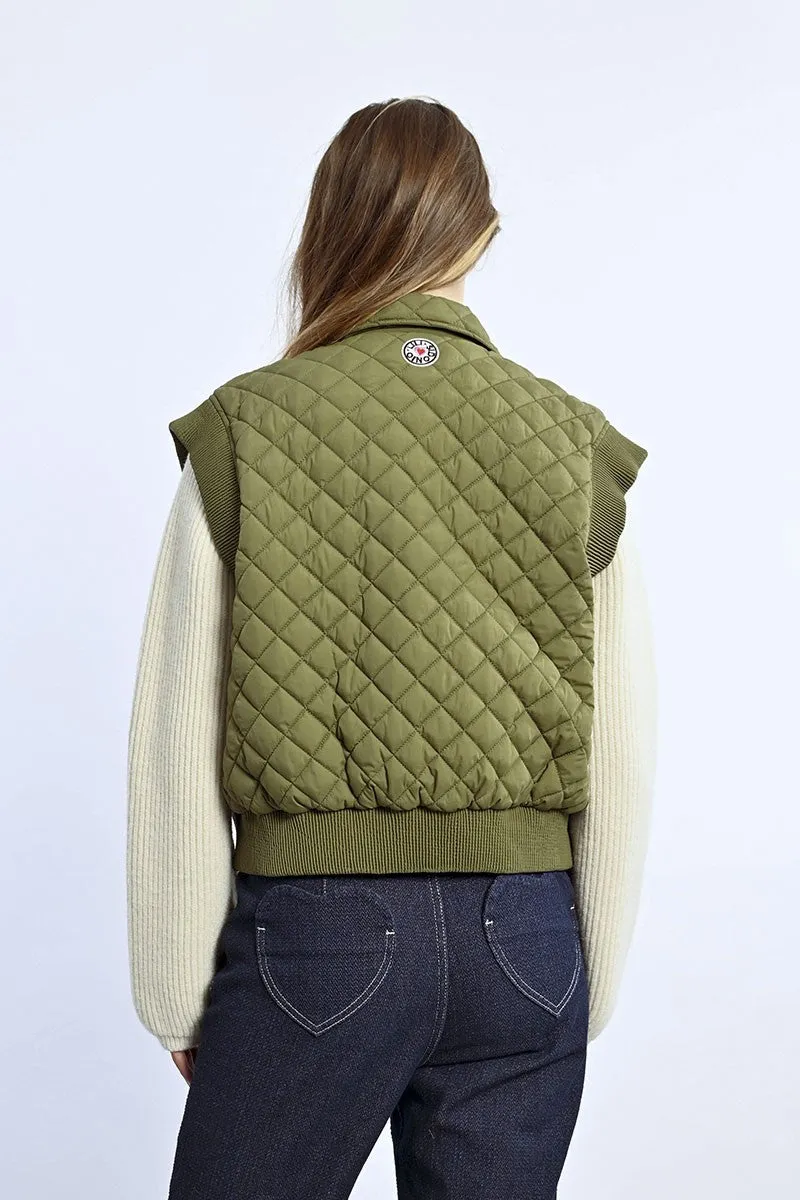 Molly Bracken Padded Jacket - Sleeveless Khaki Colour