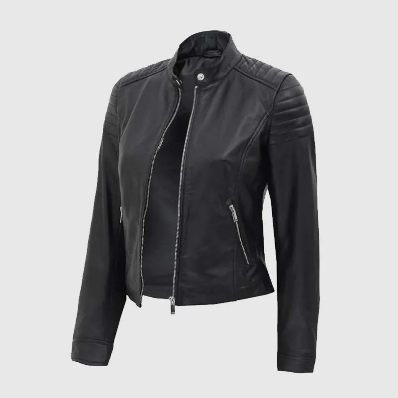 New Quality Carrie Womens Black Slim Fit Leather Jacket