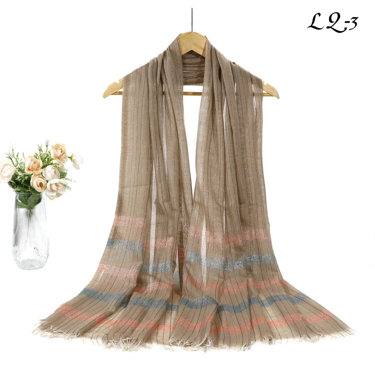 New Women Stripe Design Cotton Viscose Light weight Printed Scarf