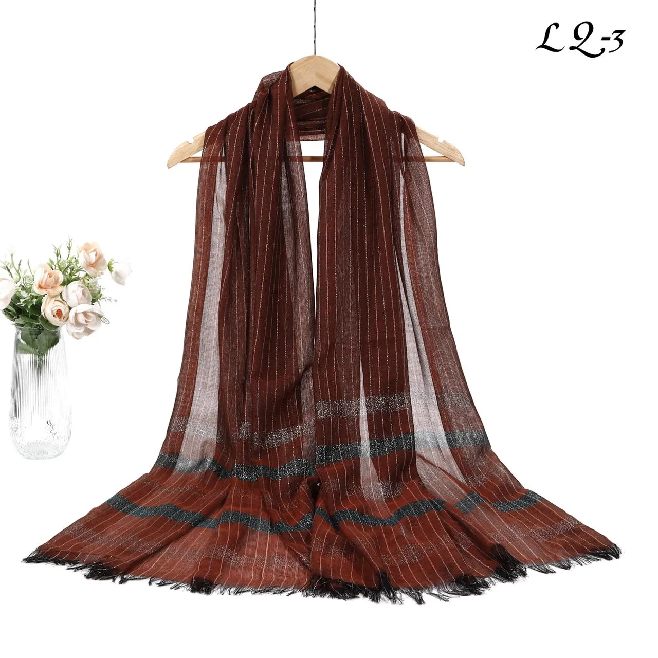 New Women Stripe Design Cotton Viscose Light weight Printed Scarf