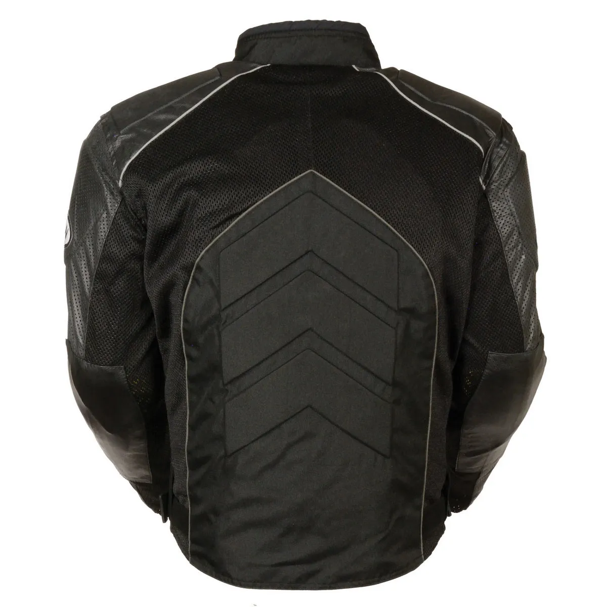 NexGen SH2153 Men's Black and Grey Armored Moto Textile and Leather Combo Jacket