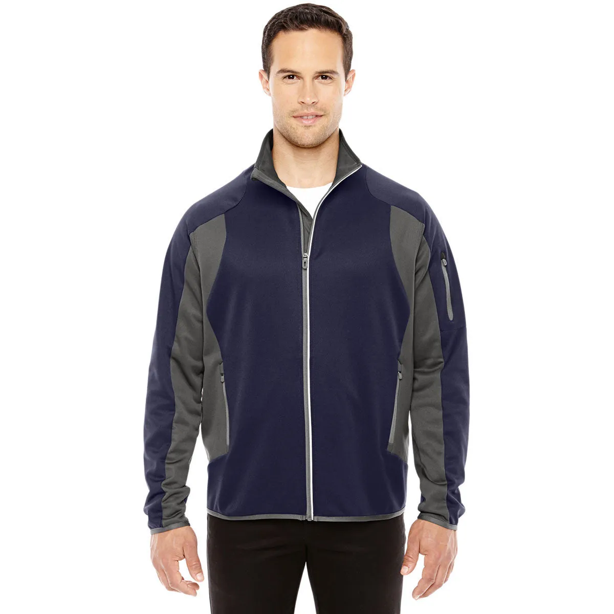 North End Men's Navy/Dark Graphite Colorblock Performance Fleece Jacket