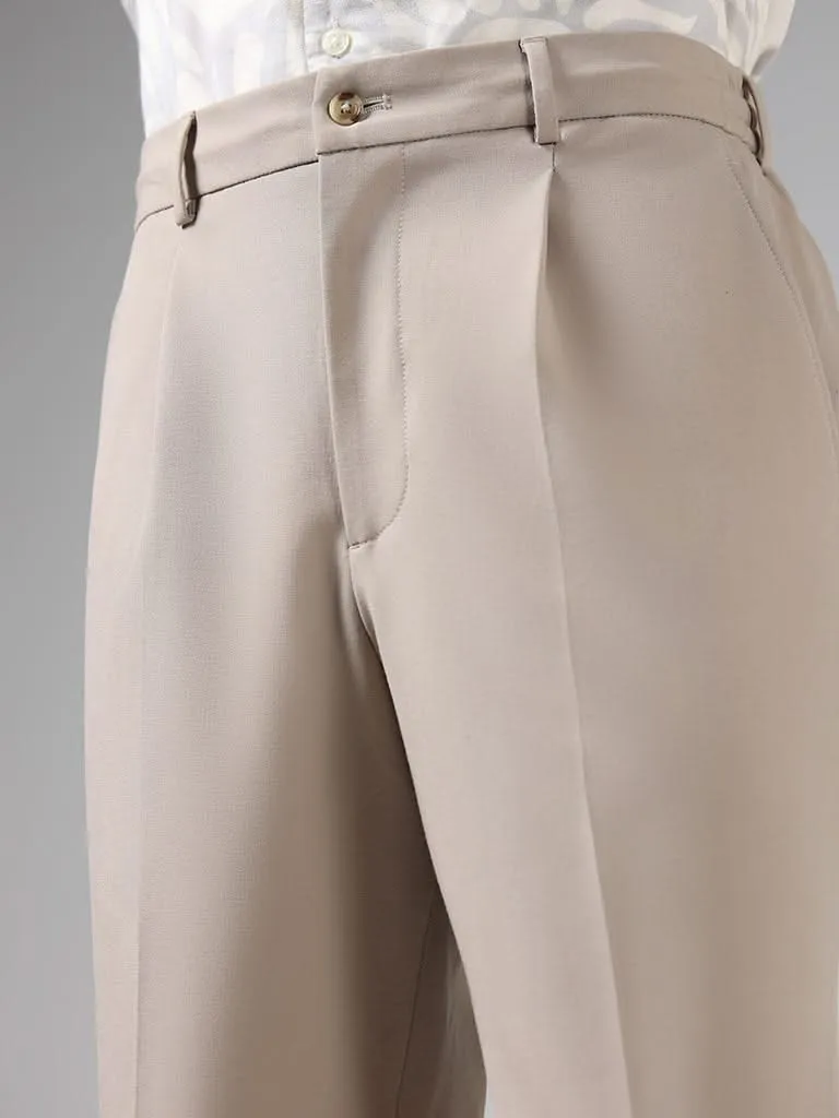 Nuon Beige Relaxed-Fit Mid-Rise Pants