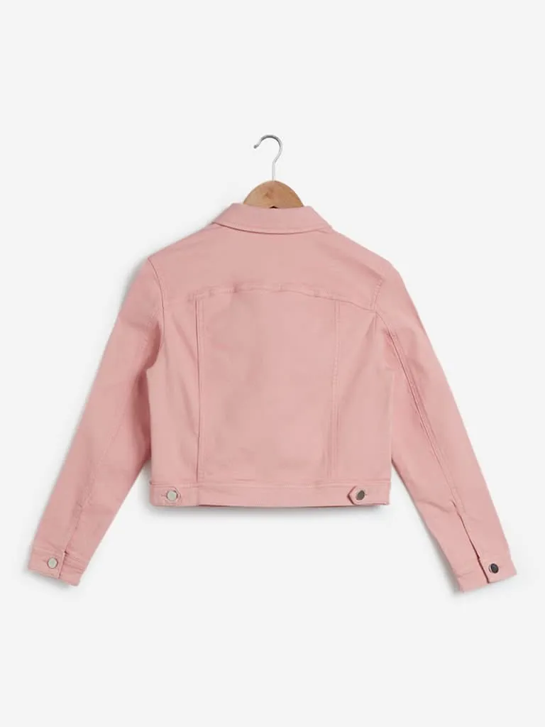 Nuon Peach Denim Crop Jacket