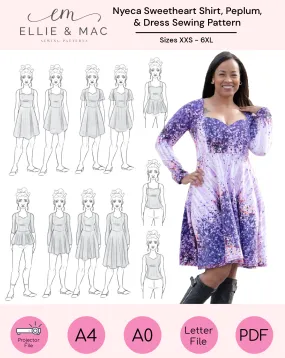 Nyeca Sweetheart Shirt, Peplum and Dress Pattern