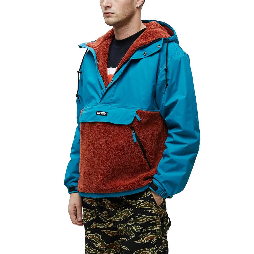 OBEY SPLITS SHERPA ANORAK JACKET // PURE TEAL MULTI