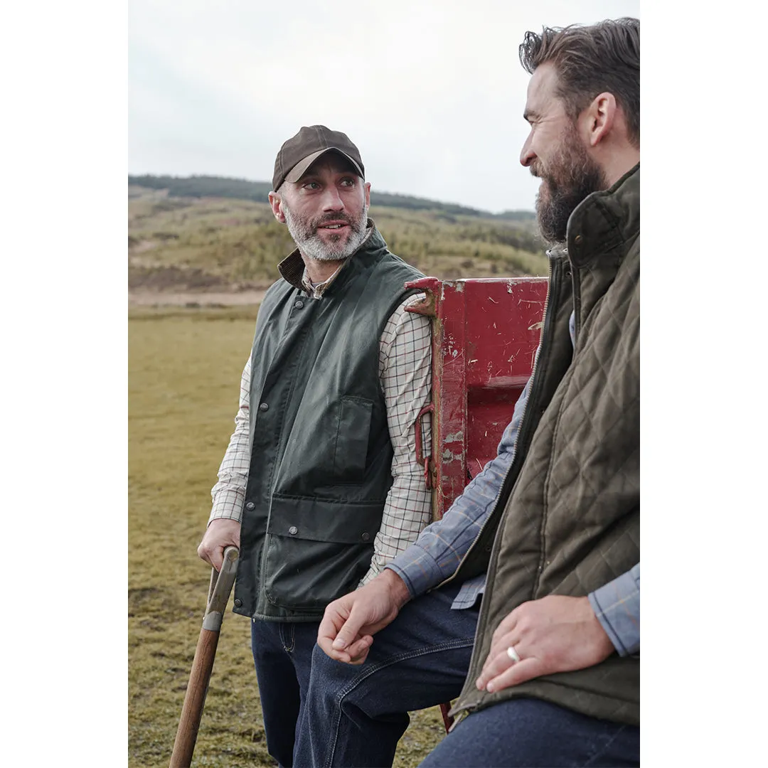 Padded Waxed Waistcoat Olive by Hoggs of Fife