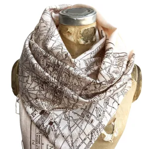 Paris Map Scarf, French map bamboo pashmina