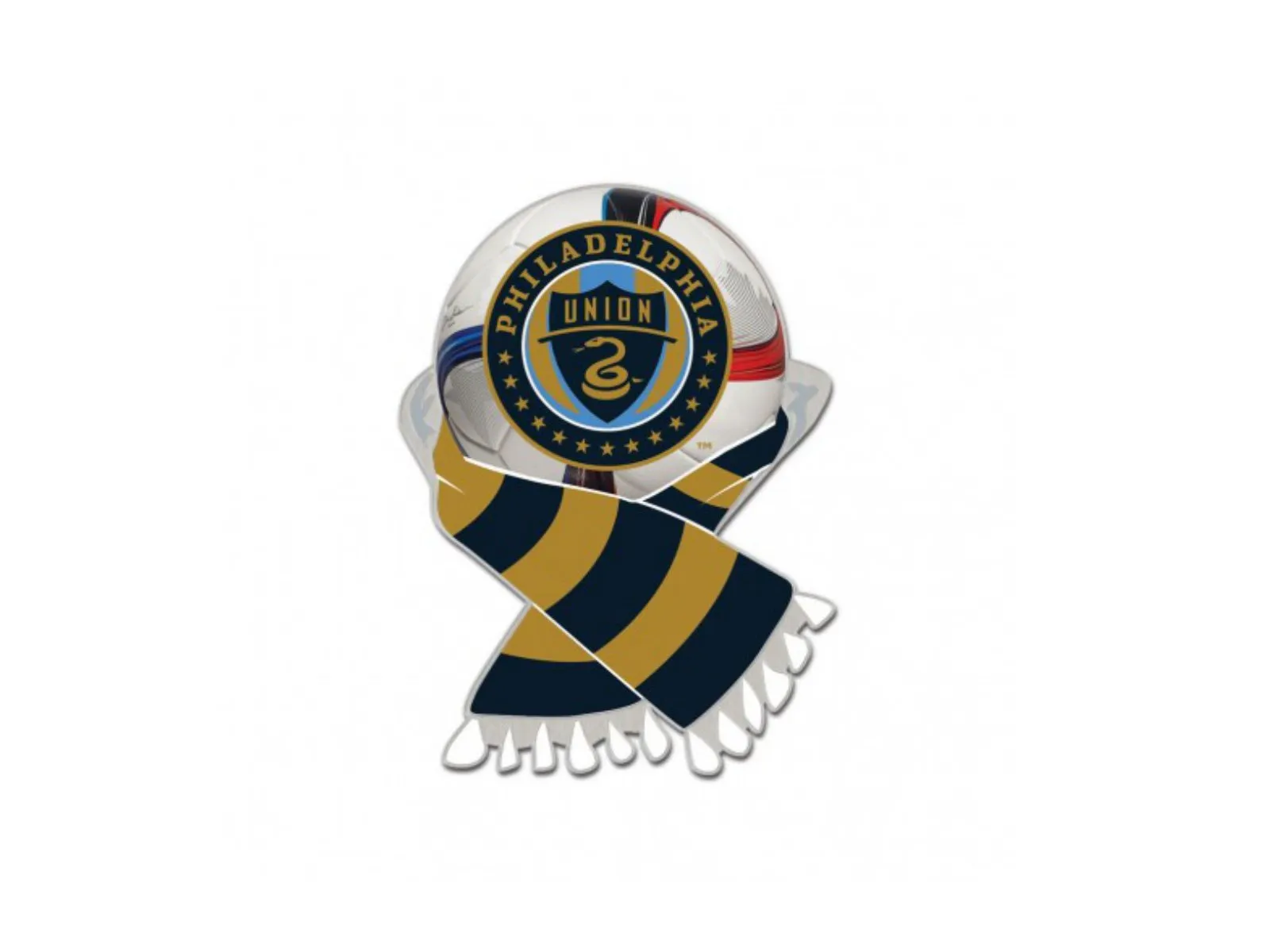 Philadelphia Union MLS WinCraft Navy & Gold Soccer Scarf Metal Lapel Pin