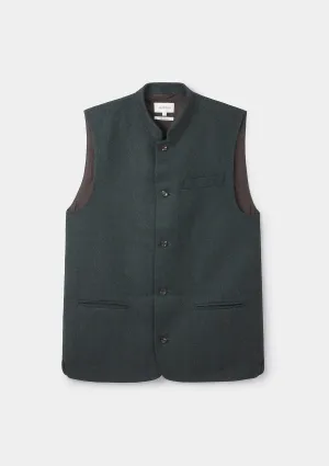 Pine Green Herringbone Nehru Waistcoat