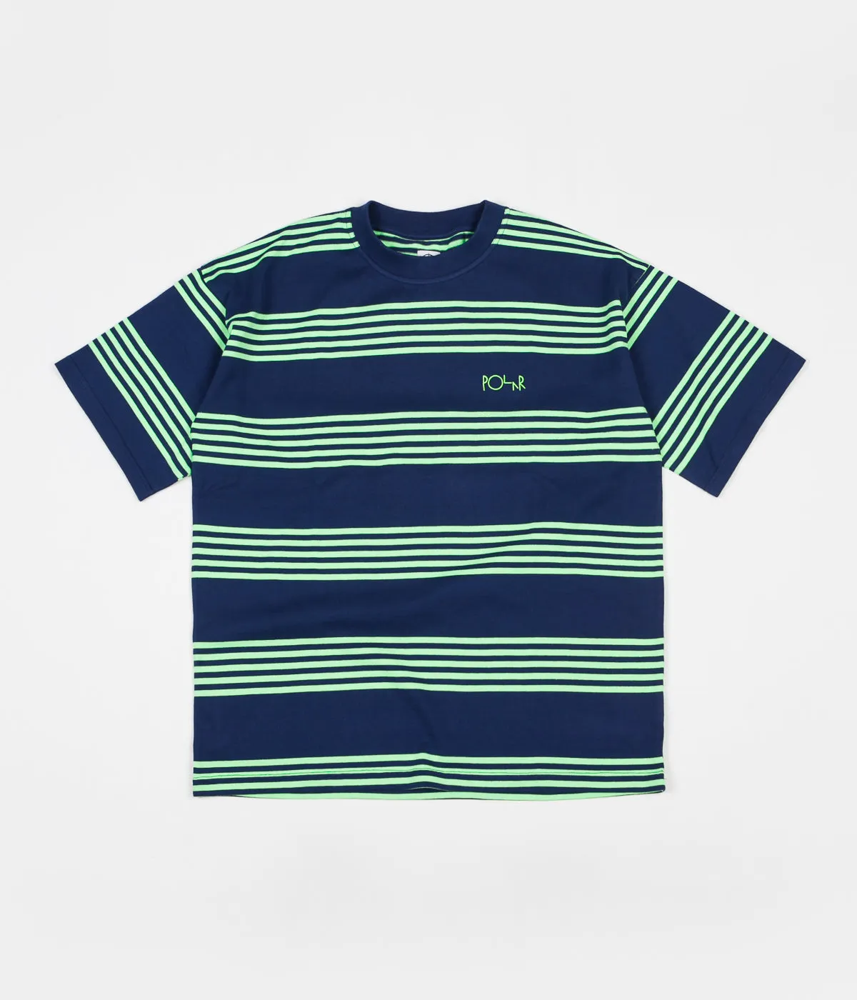 Polar Striped Surf T-Shirt - Dark Blue / Gecko Green