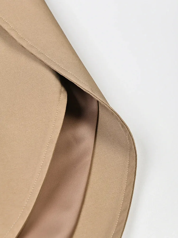 Pre Order:  Camel Faux-Leather Spliced Trench Coat