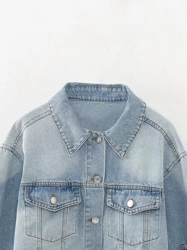 Pre Order:  Frayed Hem Denim Short Jacket