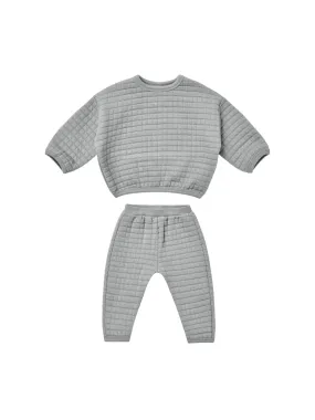 Quincy Mae Dusty Blue Quilted Top Pant Set