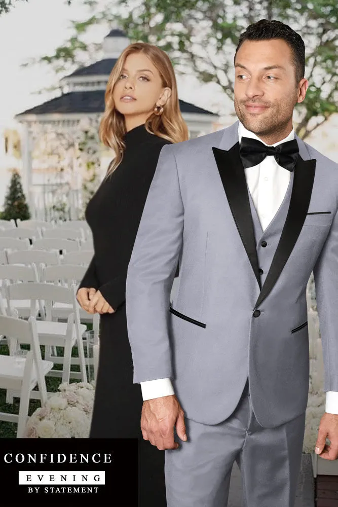 "Jonathan" Grey 1-Button Peak Tuxedo (4-Piece Set)