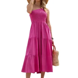 Raspberry One Shoulder Tiered Dress