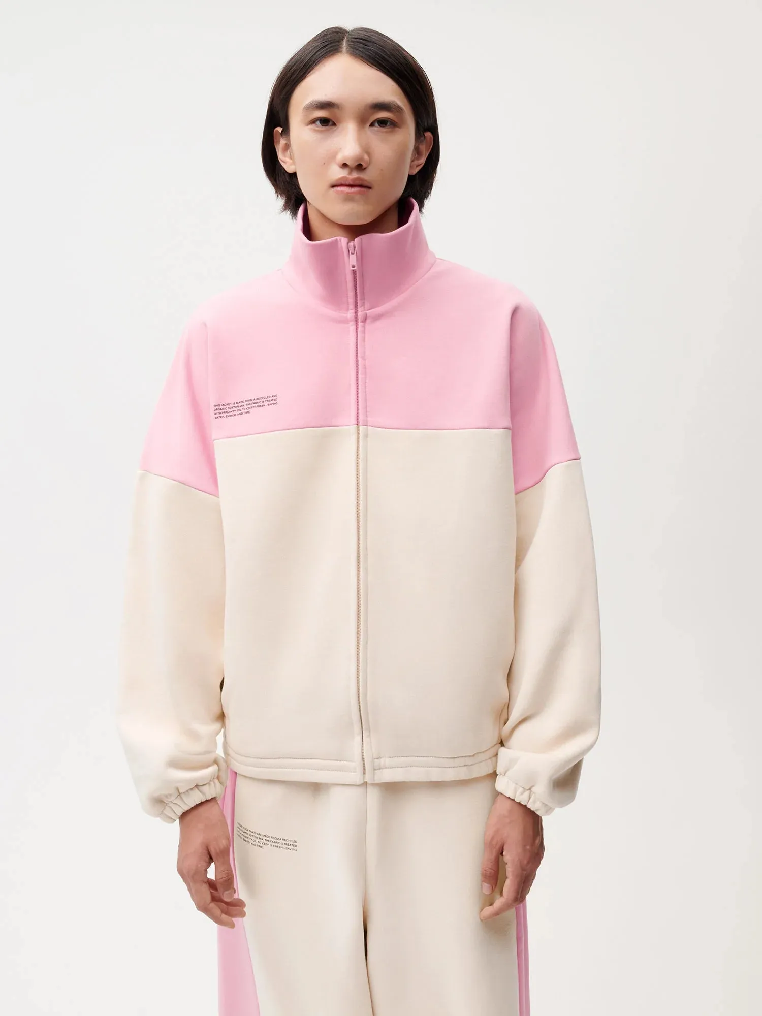 Recycled Cotton Color Block Jacket—sakura pink