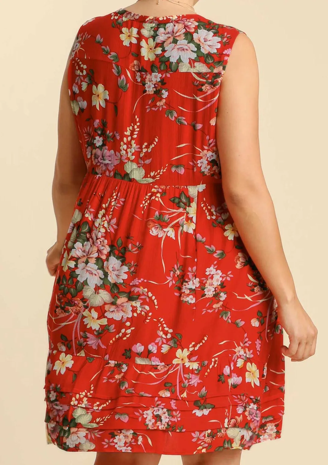 Red Floral Tank Dress