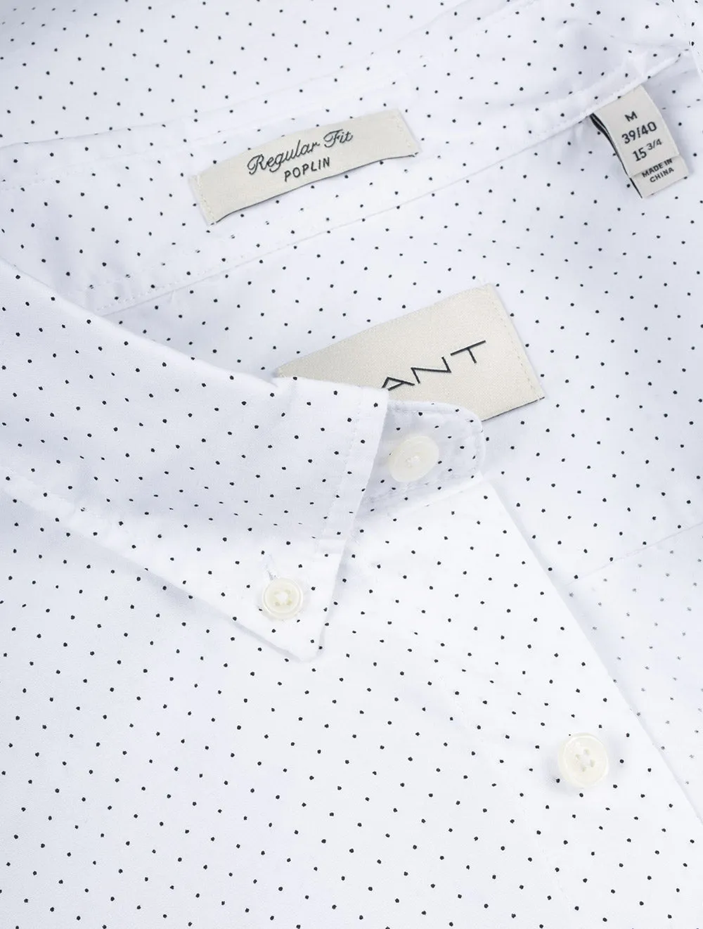 Regular Micro Dot Poplin Short Sleeve Shirt White