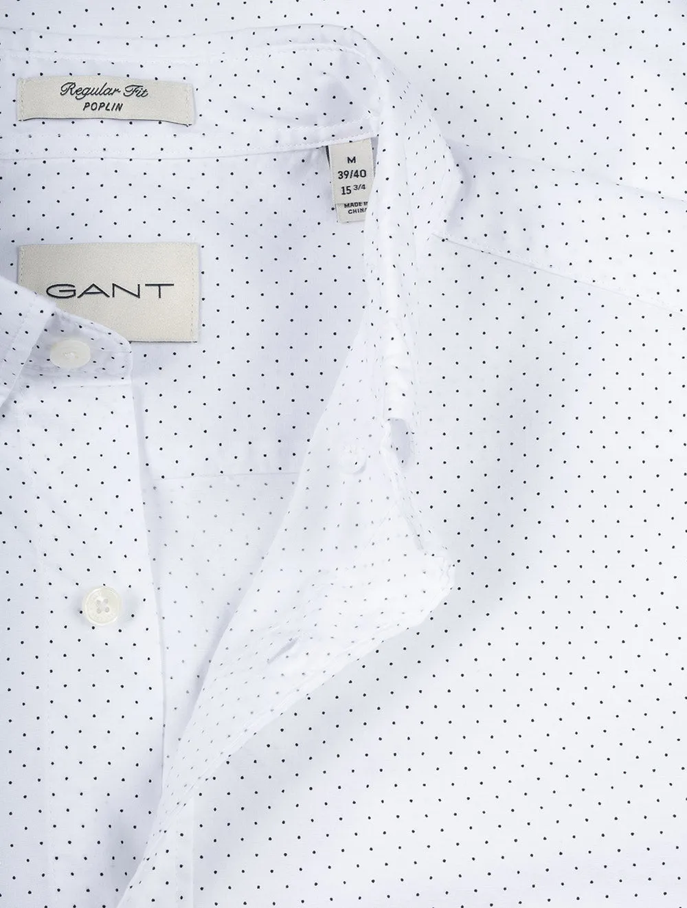 Regular Micro Dot Poplin Short Sleeve Shirt White