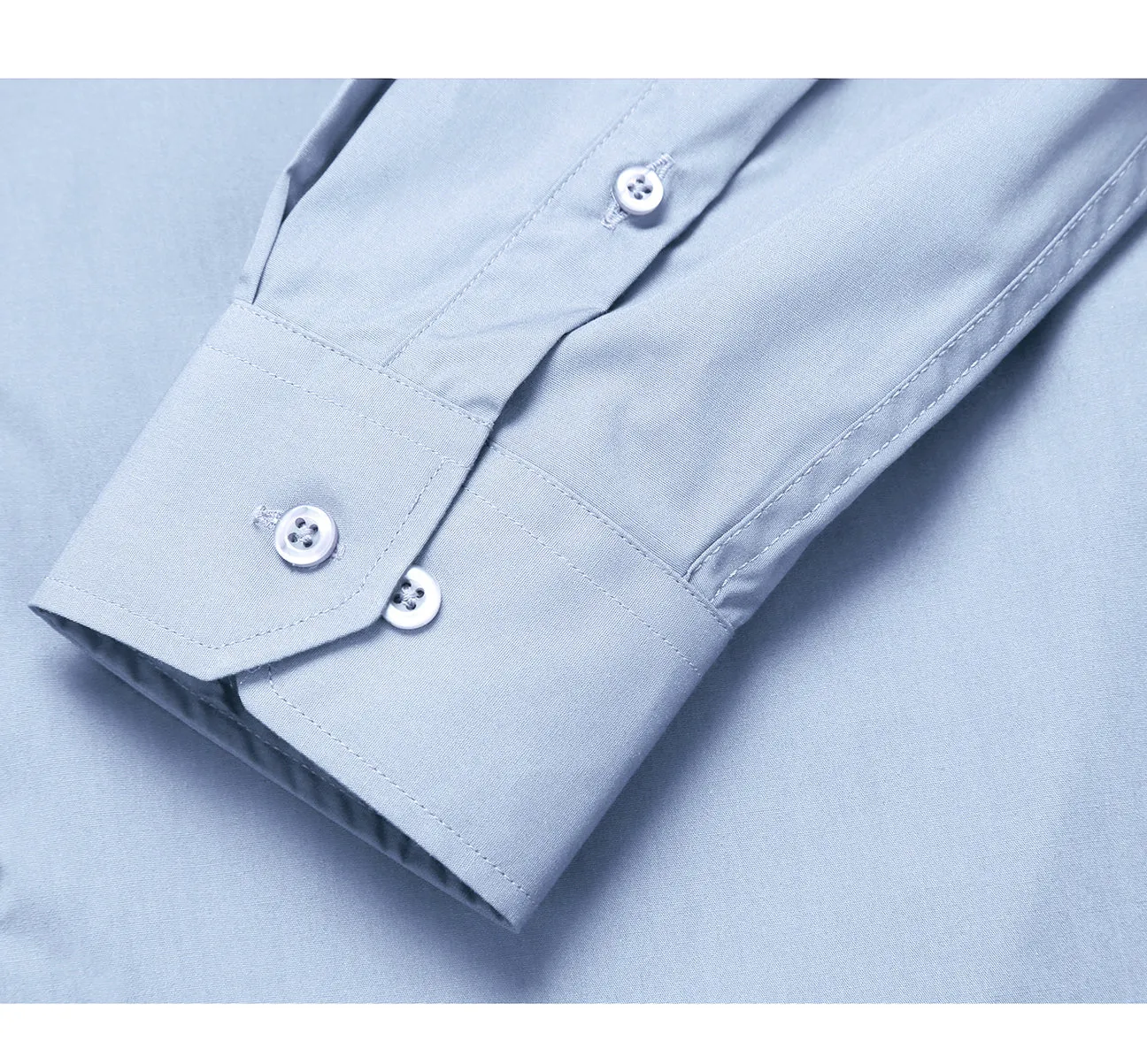 RENOIR Light Blue Classic Fit Long Sleeve Travel Easy-Care Cotton Dress Shirt CS0221