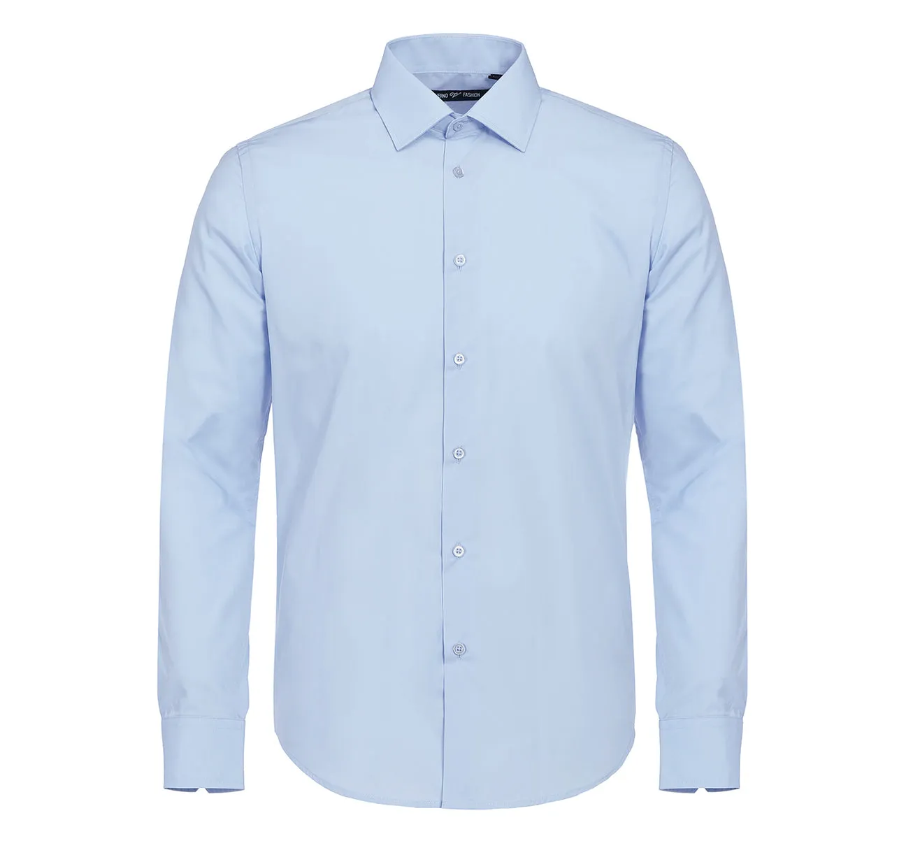 RENOIR Light Blue Classic Fit Long Sleeve Travel Easy-Care Cotton Dress Shirt CS0221