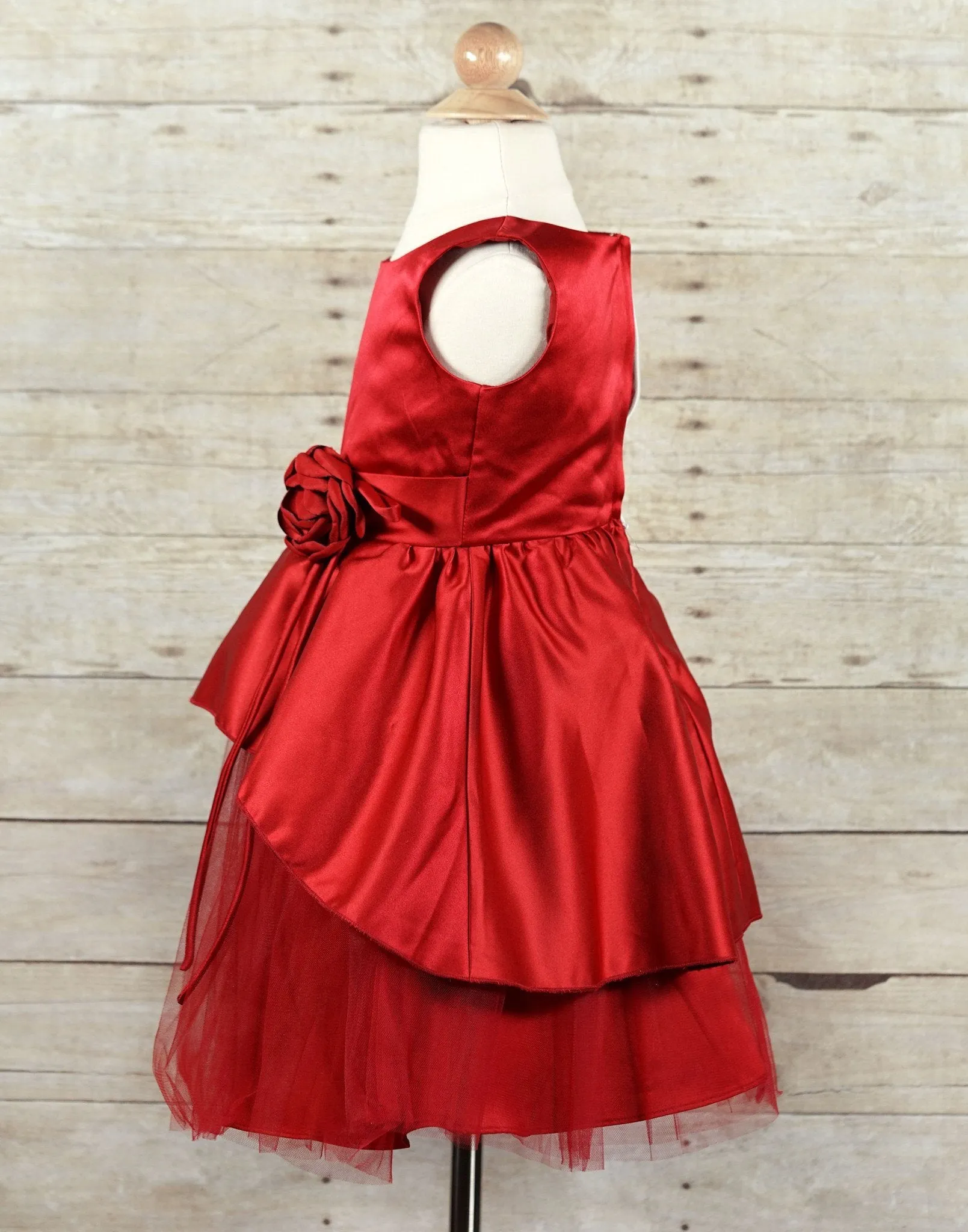 Rosy Taffeta Flower Girl Dress - Red