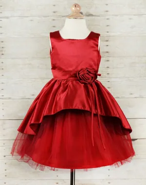 Rosy Taffeta Flower Girl Dress - Red