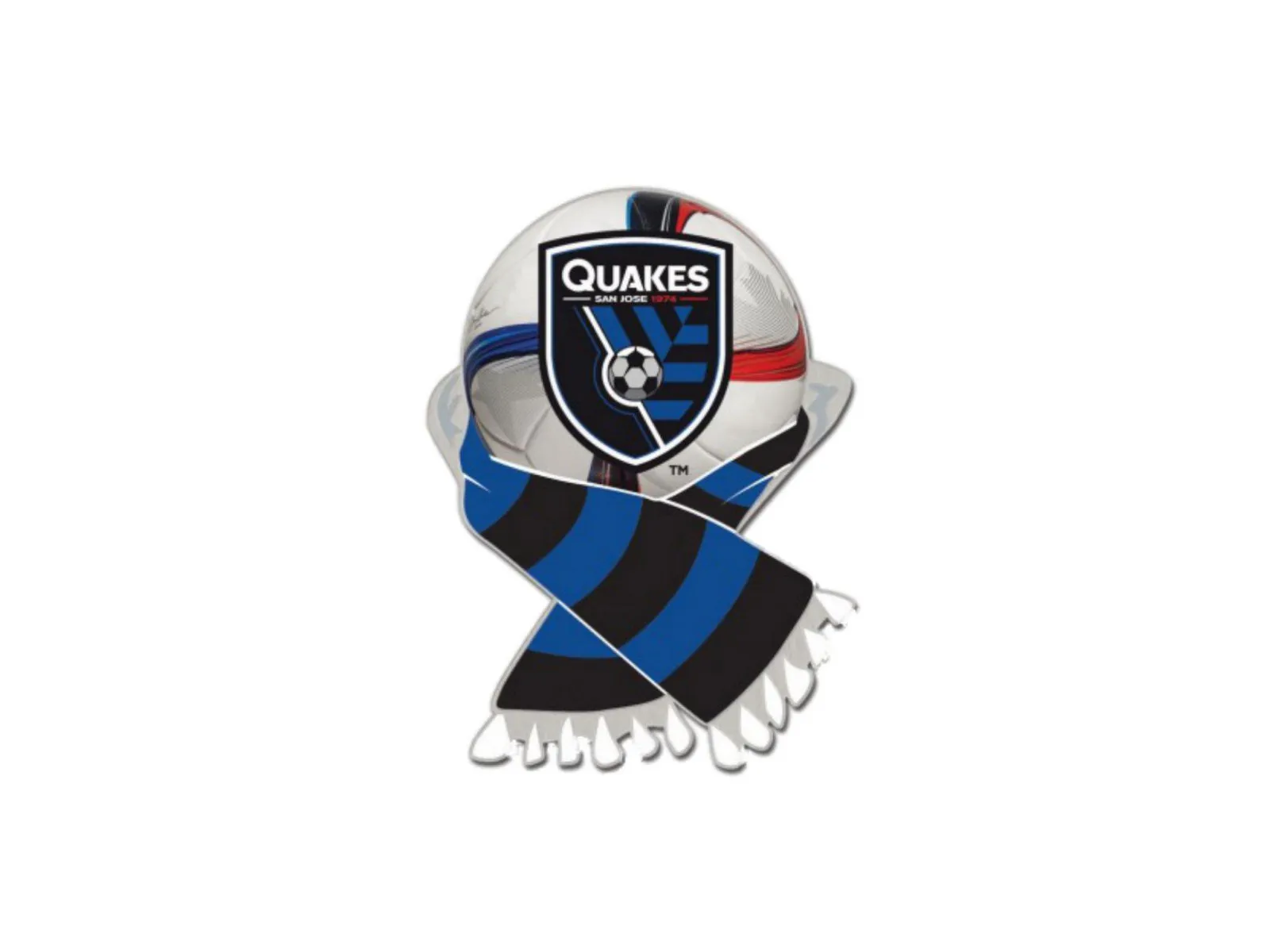 San Jose Earthquakes Wincraft Black & Blue Soccer Scarf Metal Lapel Pin