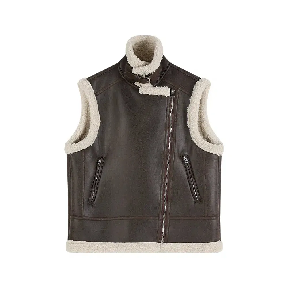 Shearling-Lined Sleeveless Jacket