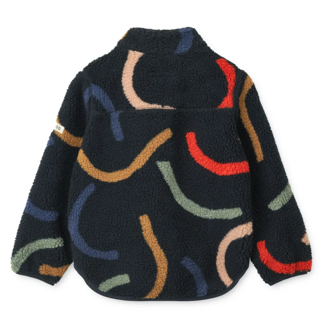 Sherpa Jacke "Nolan Pile Jacket Graphic Swirls / Classic Navy"